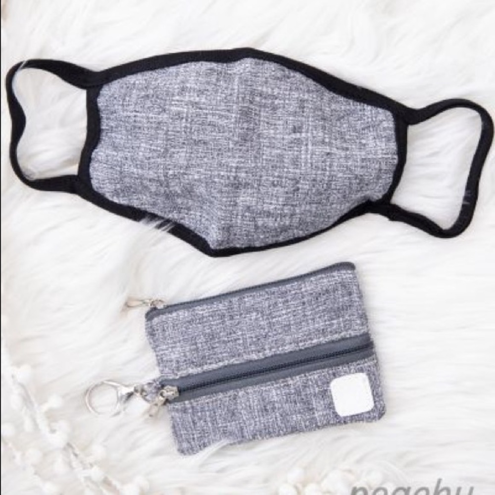 Gray Face Mask with Matching Keychain Case